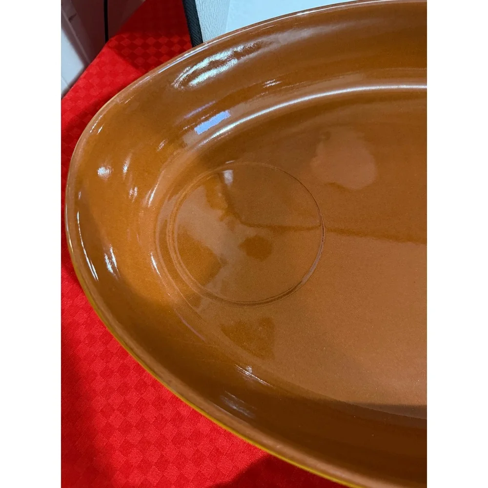 Sur La Table Ceramic Chip and‎ Dip Platter Portugal Brown Striped Chili Pepper